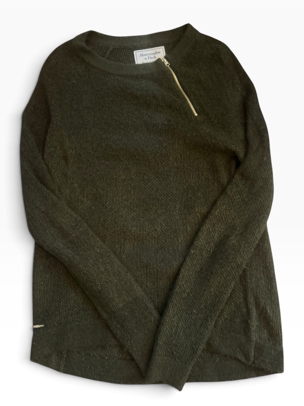 Abercrombie & Fitch Olive Green Zip Neck Women’s Small Soft Knit Pullover